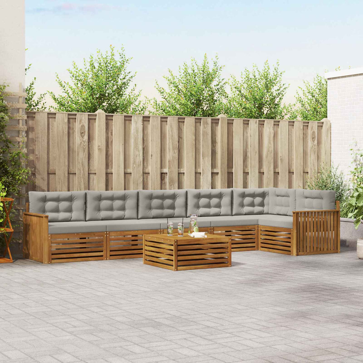 Set vanjskih sofa 7 kom. Prirodna i svijetlo siva