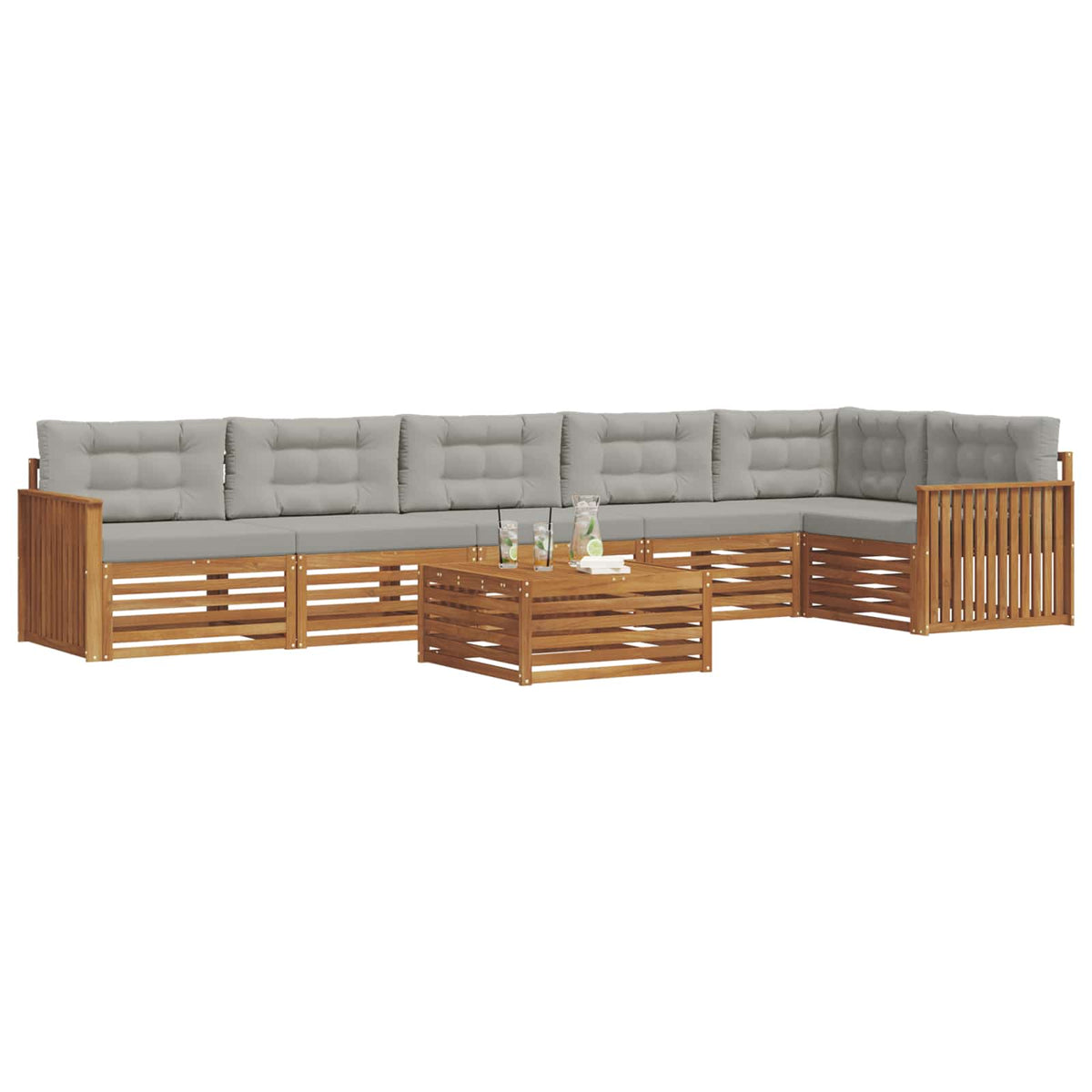 Set vanjskih sofa 7 kom. Prirodna i svijetlo siva
