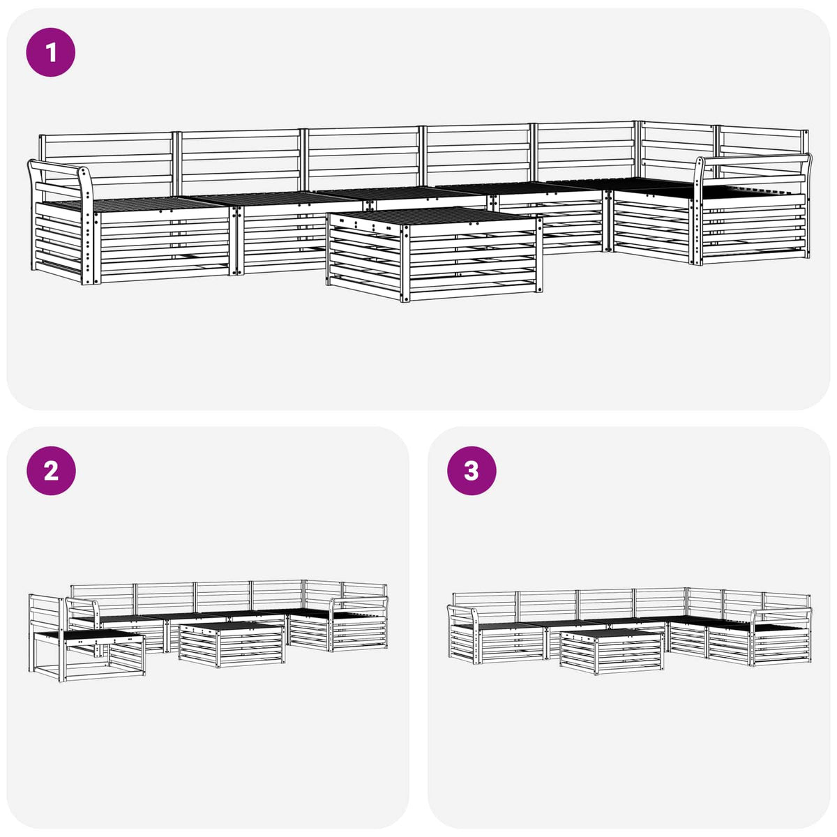 Set vanjskih sofa 7 pcs Prirodna