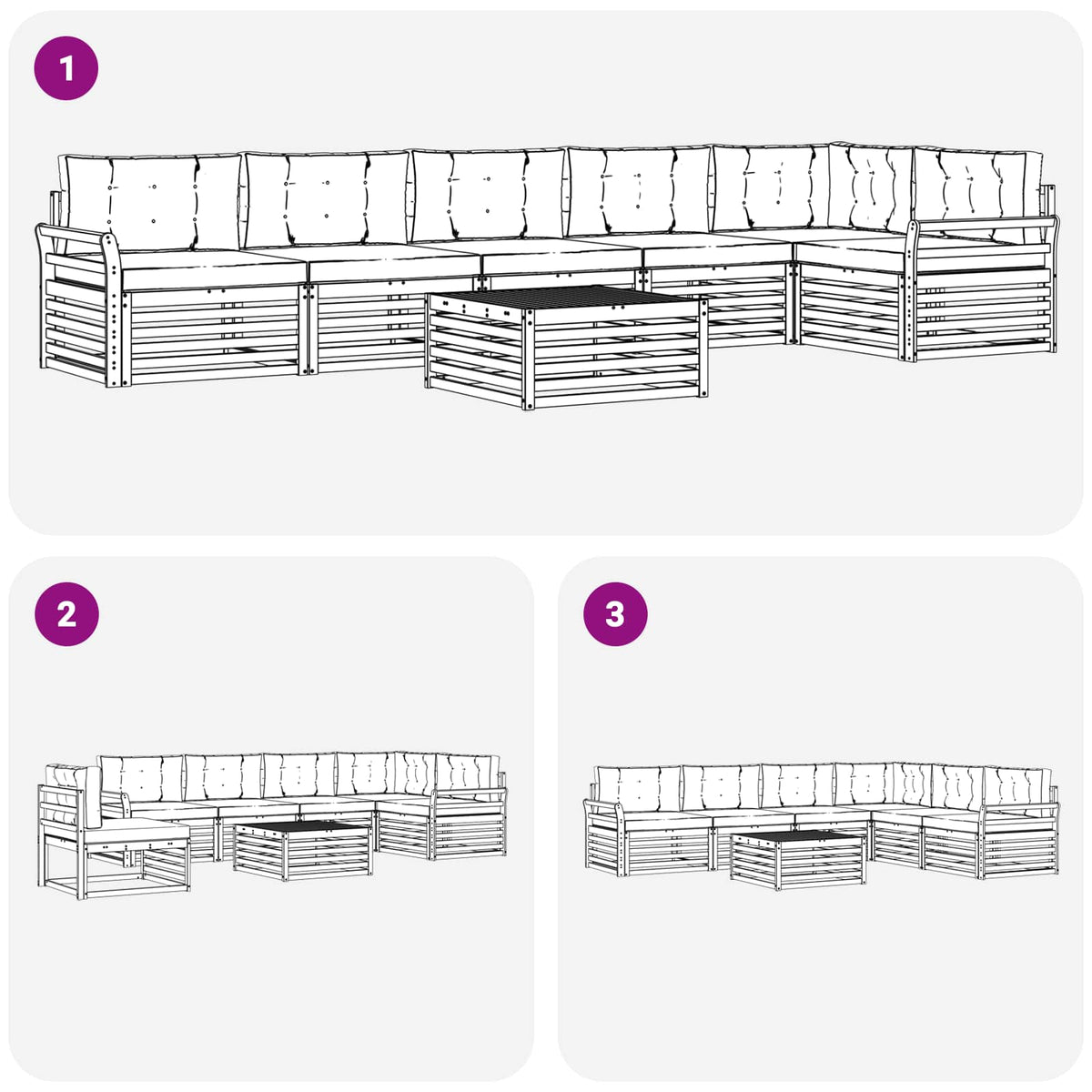 Set vanjskih sofa 7 kom. Prirodna i krem