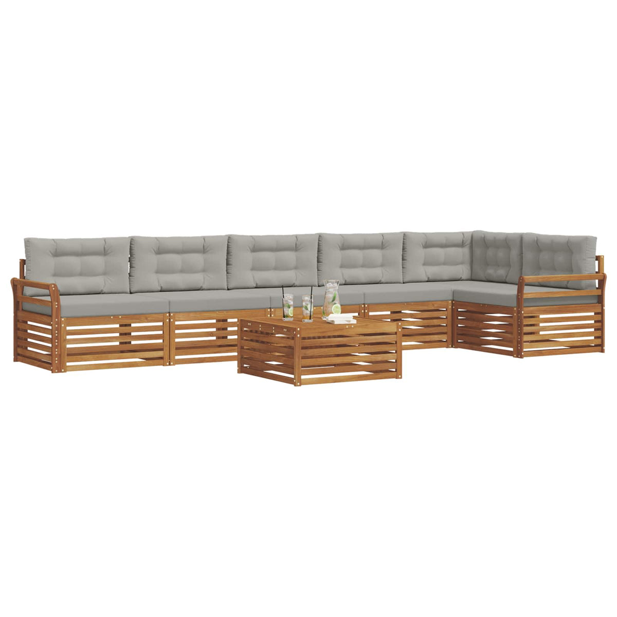 Set vanjskih sofa 7 kom. Prirodna i svijetlo siva