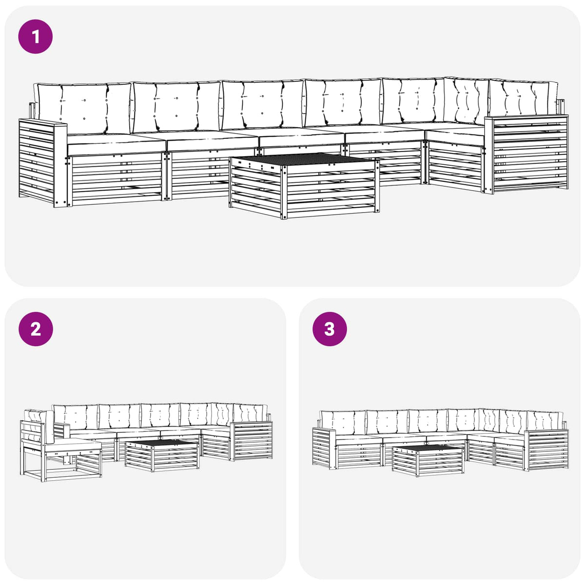 Set vanjskih sofa 7 kom. Prirodna i krem