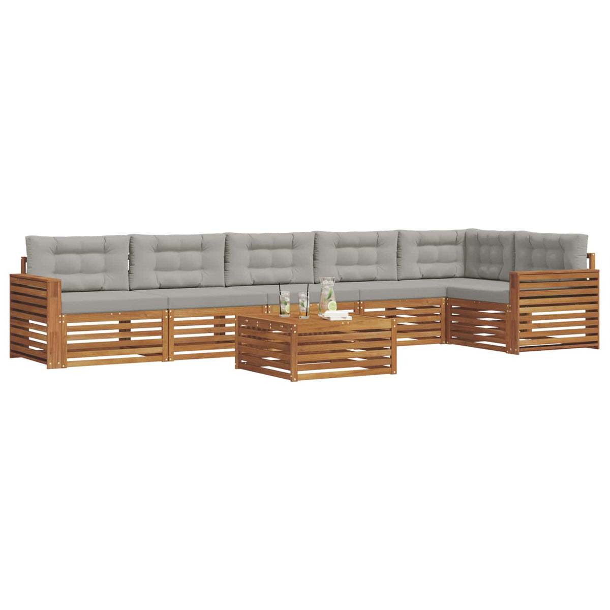Set vanjskih sofa 7 kom. Prirodna i svijetlo siva