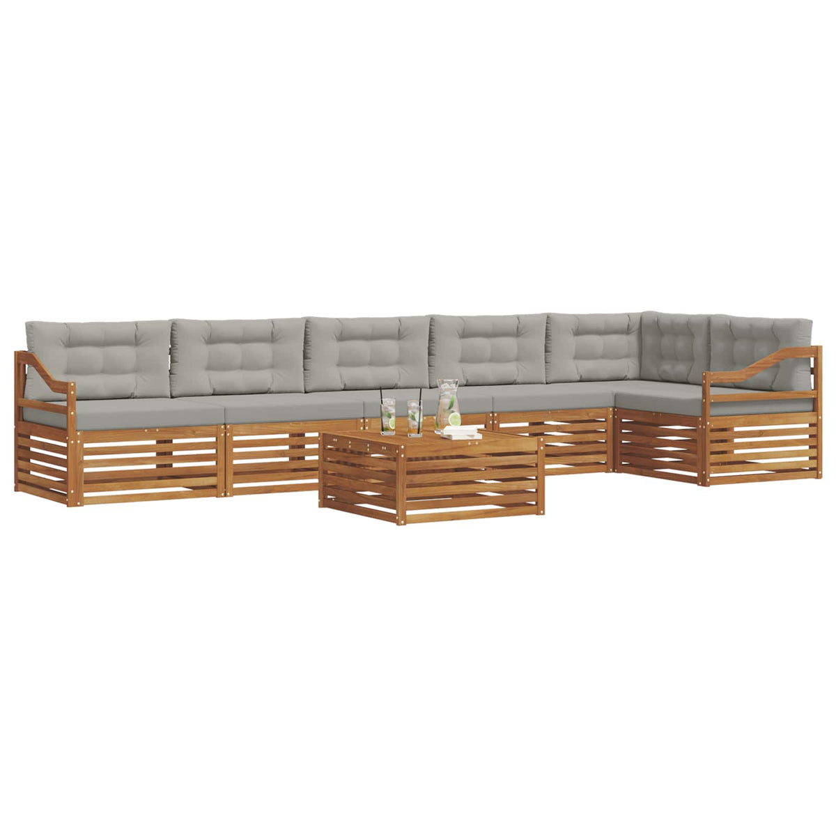 Set vanjskih sofa 7 kom. Prirodna i svijetlo siva