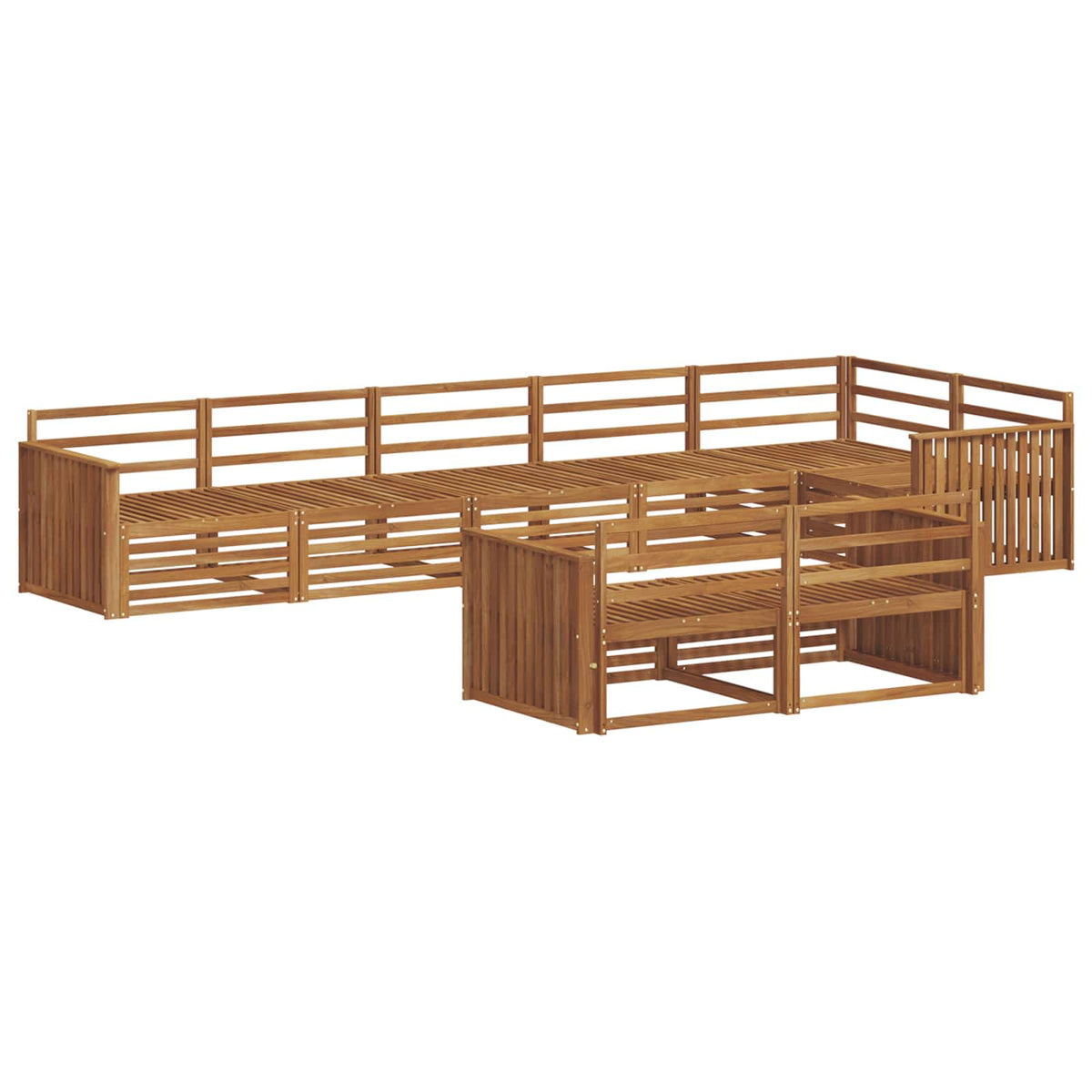 Set vanjskih sofa 8 kom. Prirodna Čvrsto drvo akacije Smeđa 406 x 168,5 x 73 cm