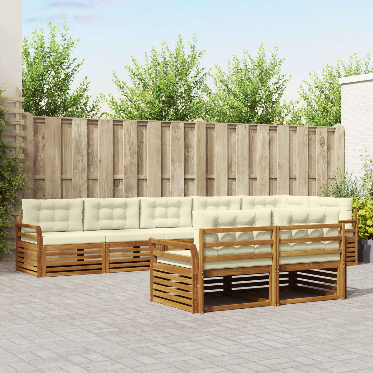 Set vanjskih sofa s jastukom 8 pcs Prirodna i krem
