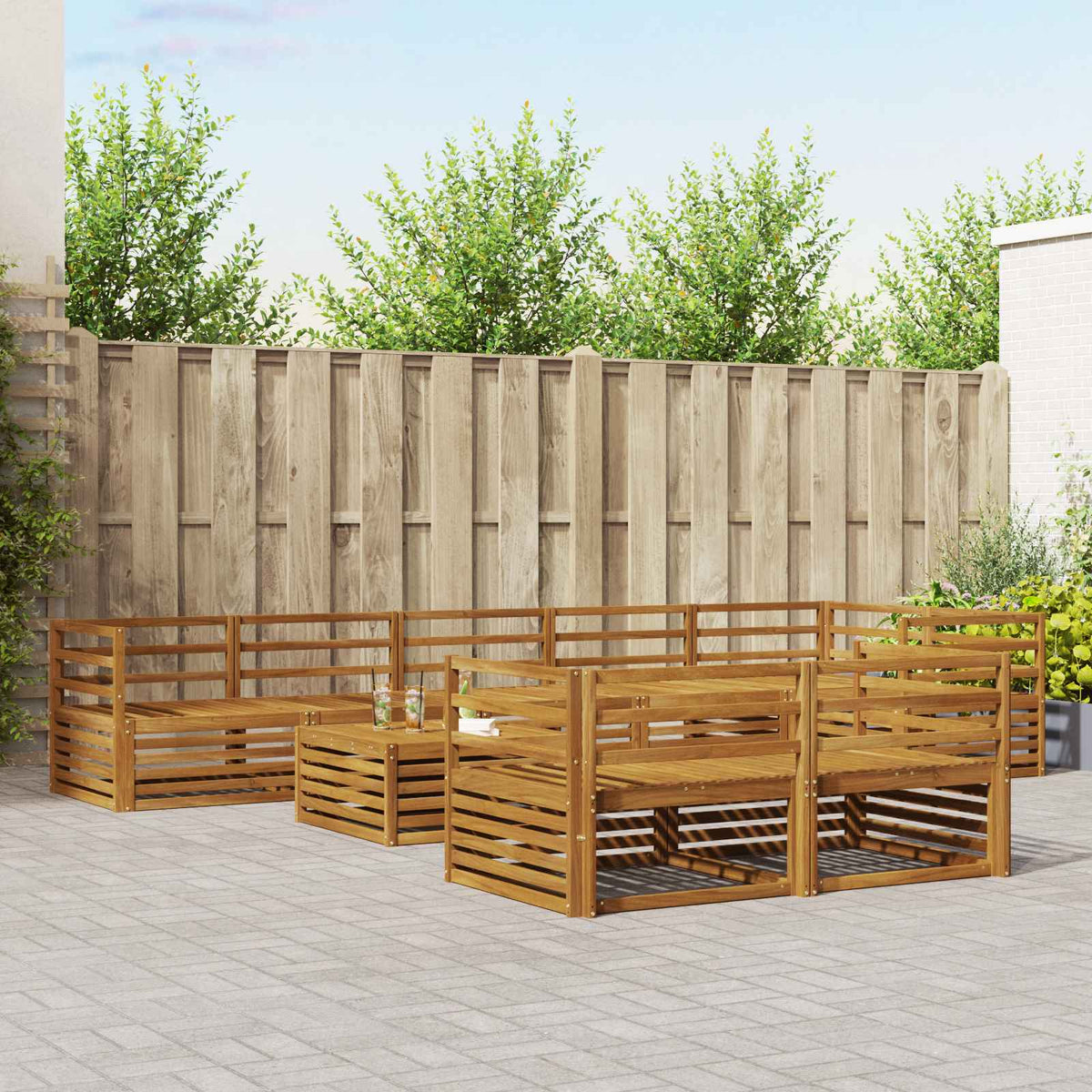 Set vanjskih sofa 9 kom. Prirodna Čvrsto drvo akacije