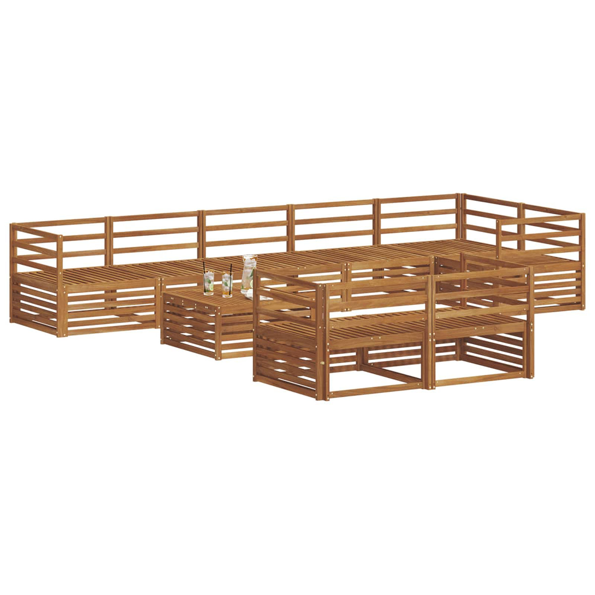 Set vanjskih sofa 9 kom. Prirodna Čvrsto drvo akacije