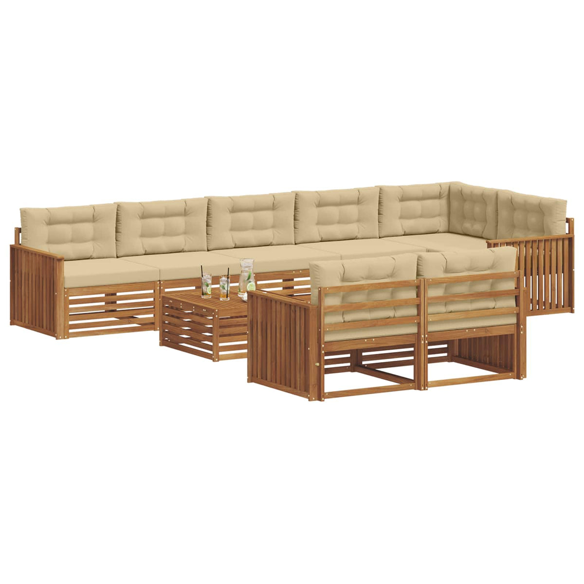 Set vanjskih sofa 9 kom. Prirodna i bež
