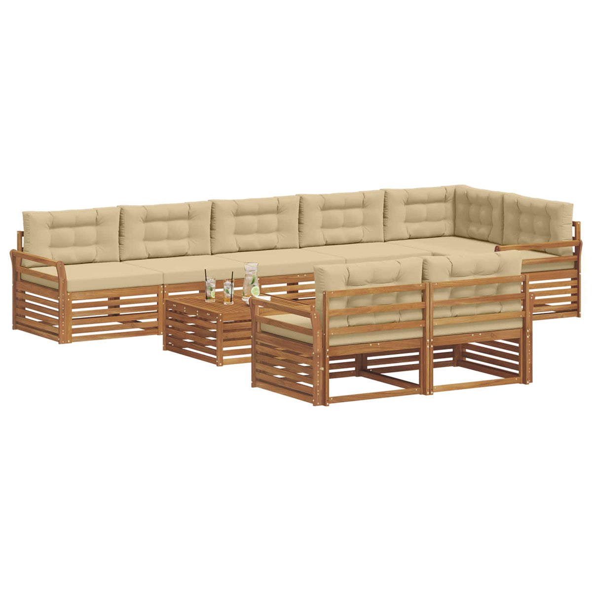 Set vanjskih sofa 9 kom. Prirodna i bež