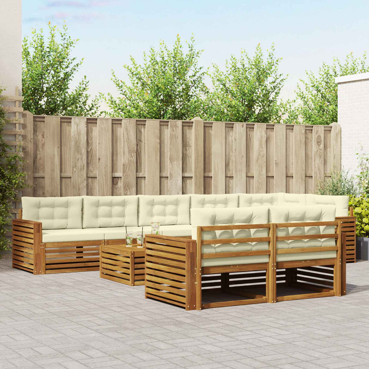 Set vanjskih sofa 9 kom. Prirodna i krem