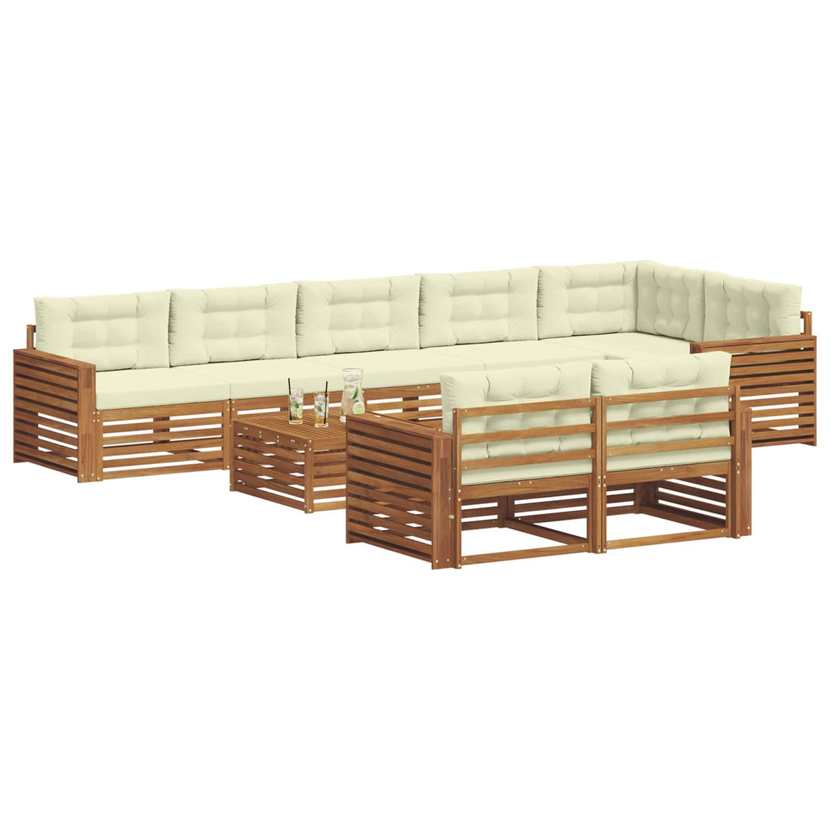 Set vanjskih sofa 9 kom. Prirodna i krem