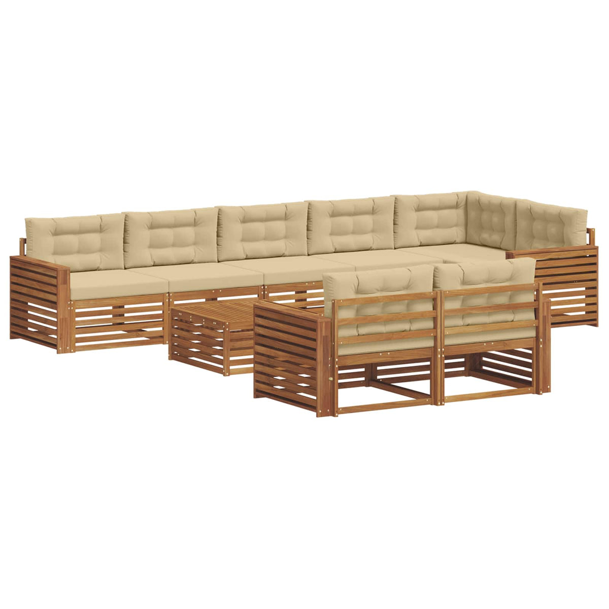 Set vanjskih sofa 9 kom. Prirodna i bež