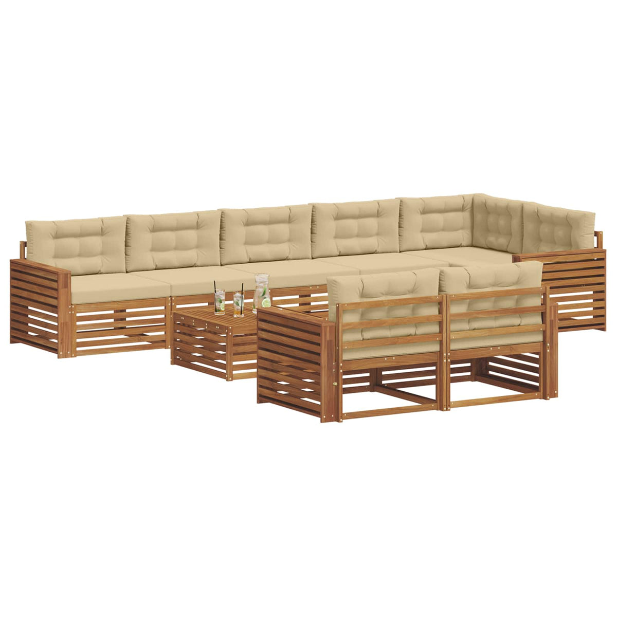 Set vanjskih sofa 9 kom. Prirodna i bež