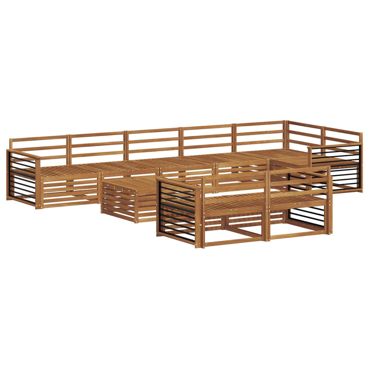 Set vanjskih sofa 9 kom. Prirodna Čvrsto drvo akacije