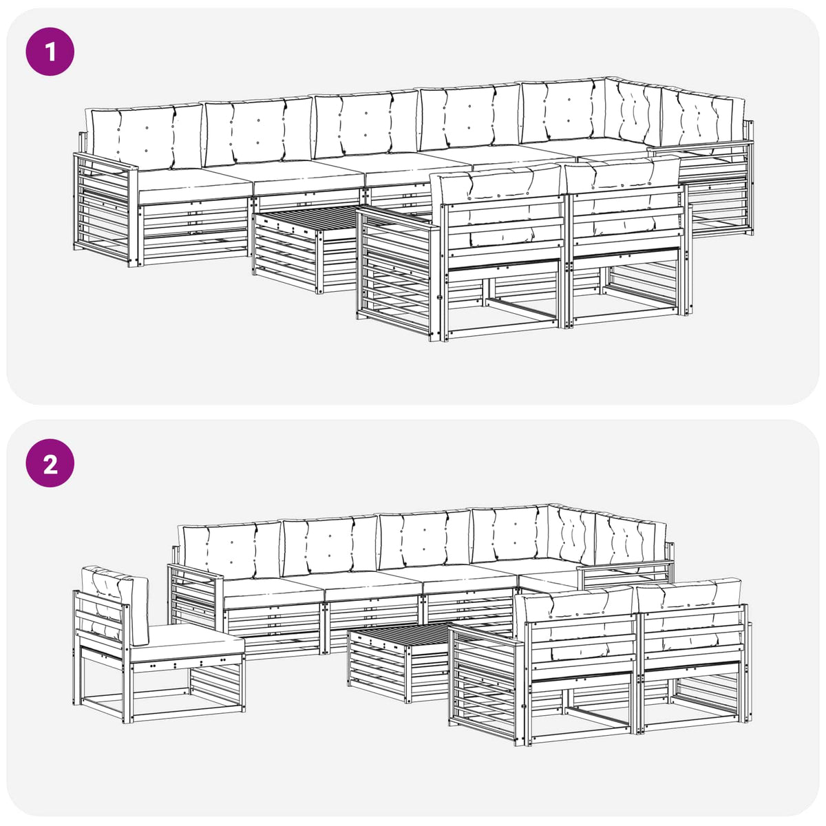 Set vanjskih sofa 9 kom. Prirodna i svijetlo siva