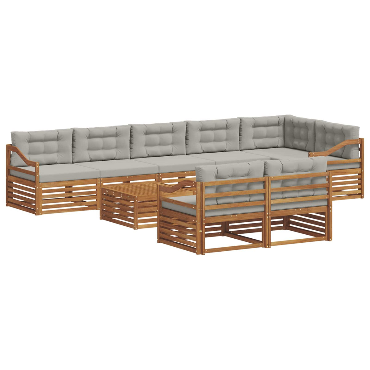Set vanjskih sofa 9 kom. Prirodna i svijetlo siva