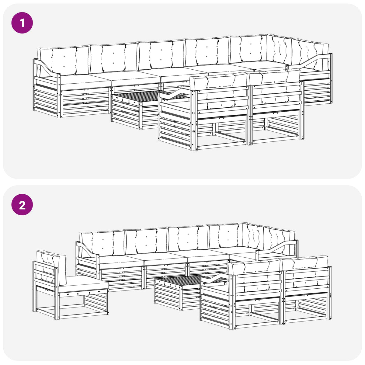 Set vanjskih sofa 9 kom. Prirodna i svijetlo siva