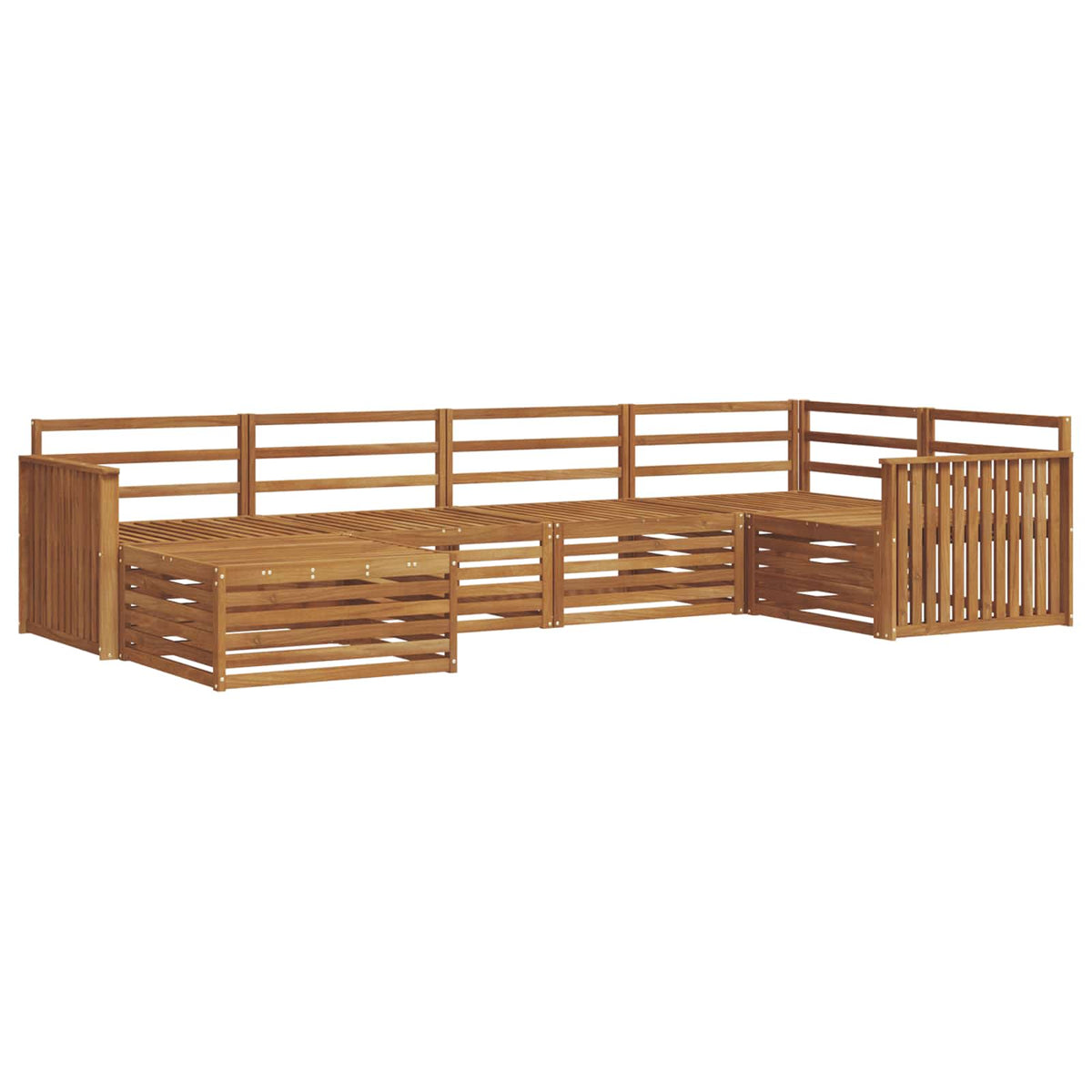 Set vanjskih sofa 6 kom. Prirodna Čvrsto drvo akacije Smeđa 327 x 168,5 x 73 cm