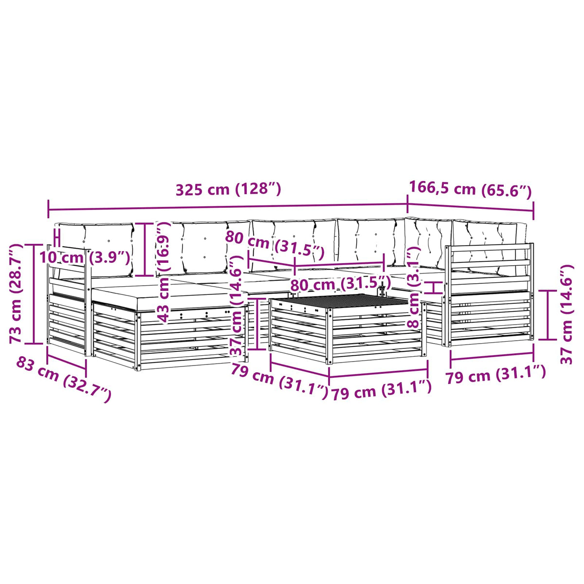 Set vanjskih sofa 7 kom. Prirodna i svijetlo siva