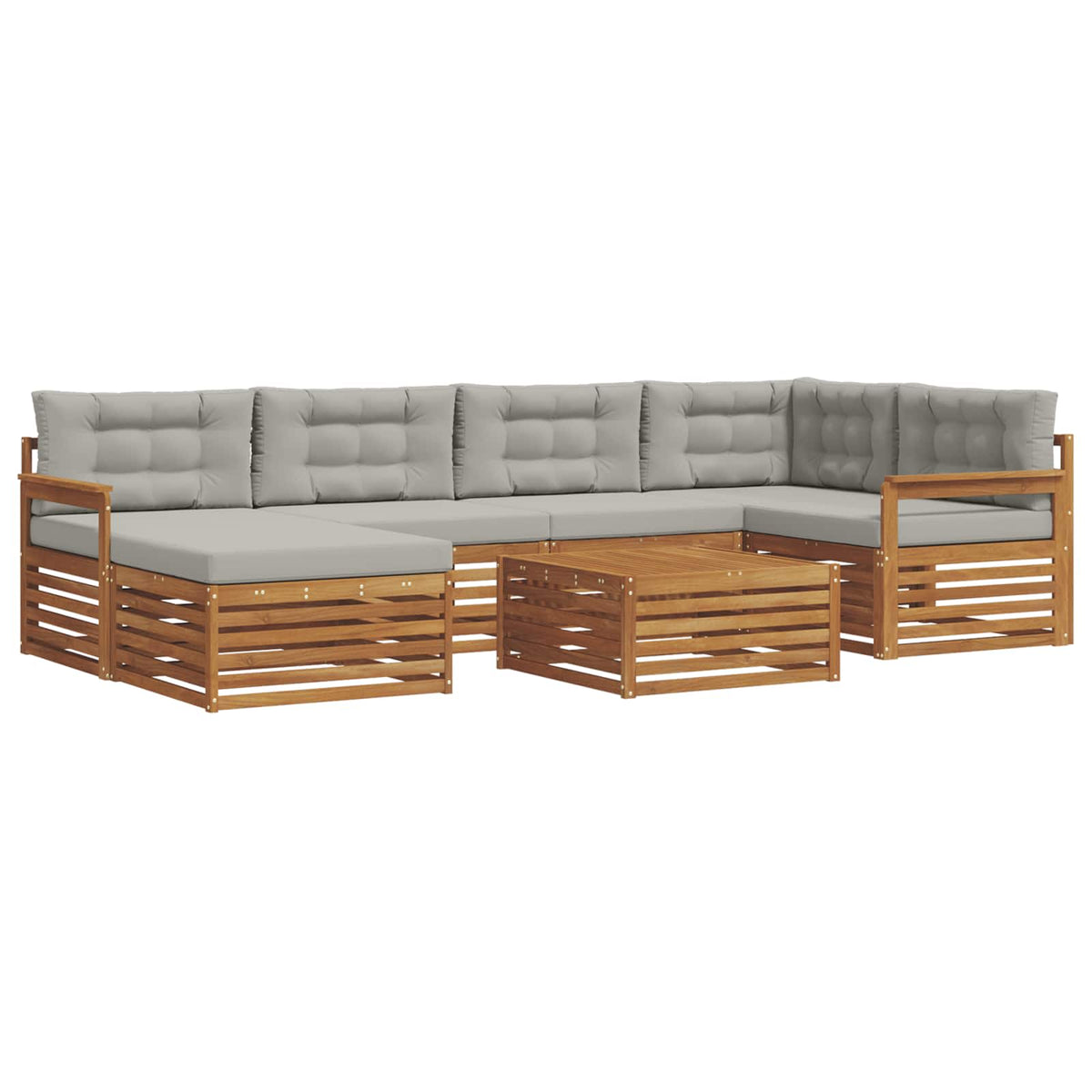 Set vanjskih sofa 7 kom. Prirodna i svijetlo siva