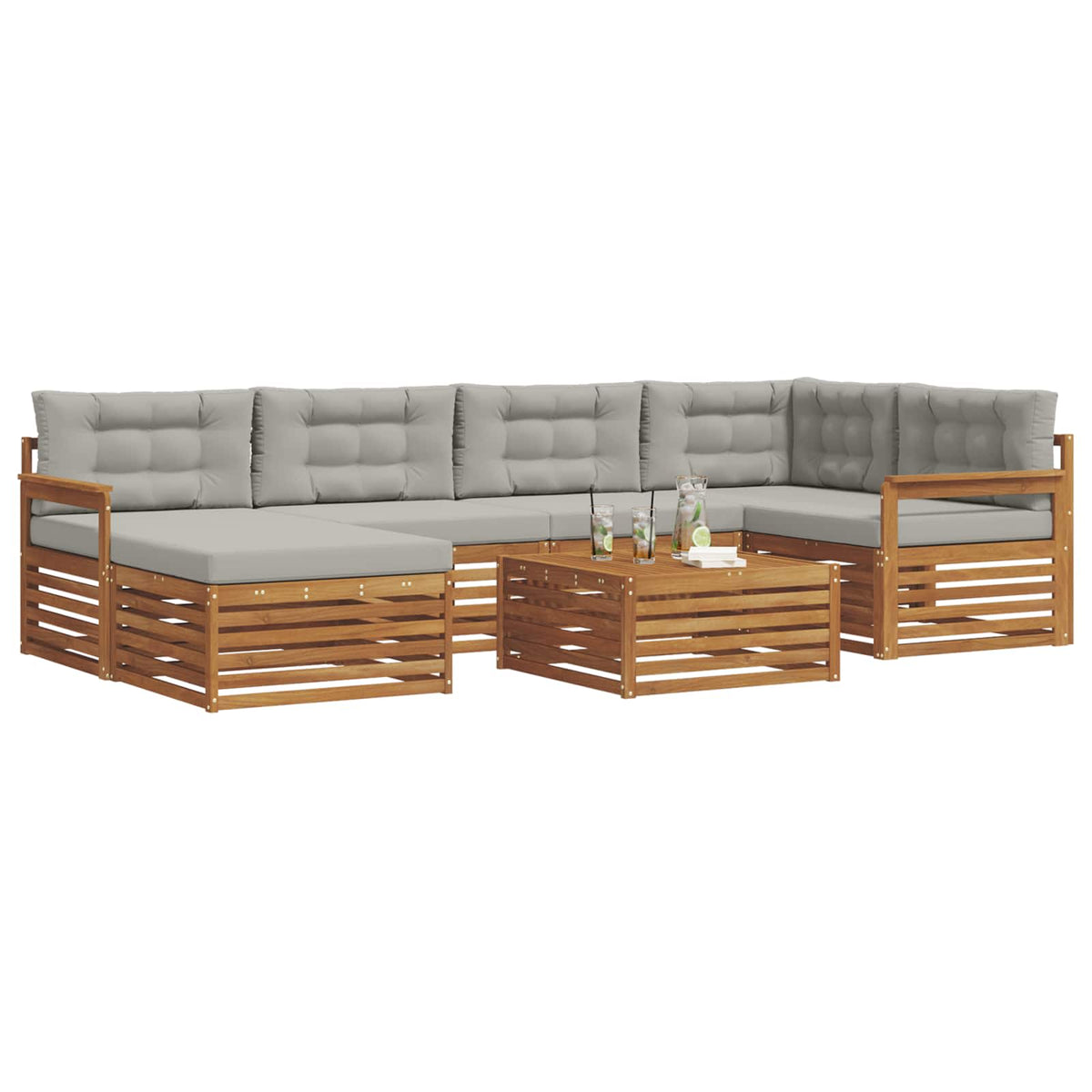 Set vanjskih sofa 7 kom. Prirodna i svijetlo siva