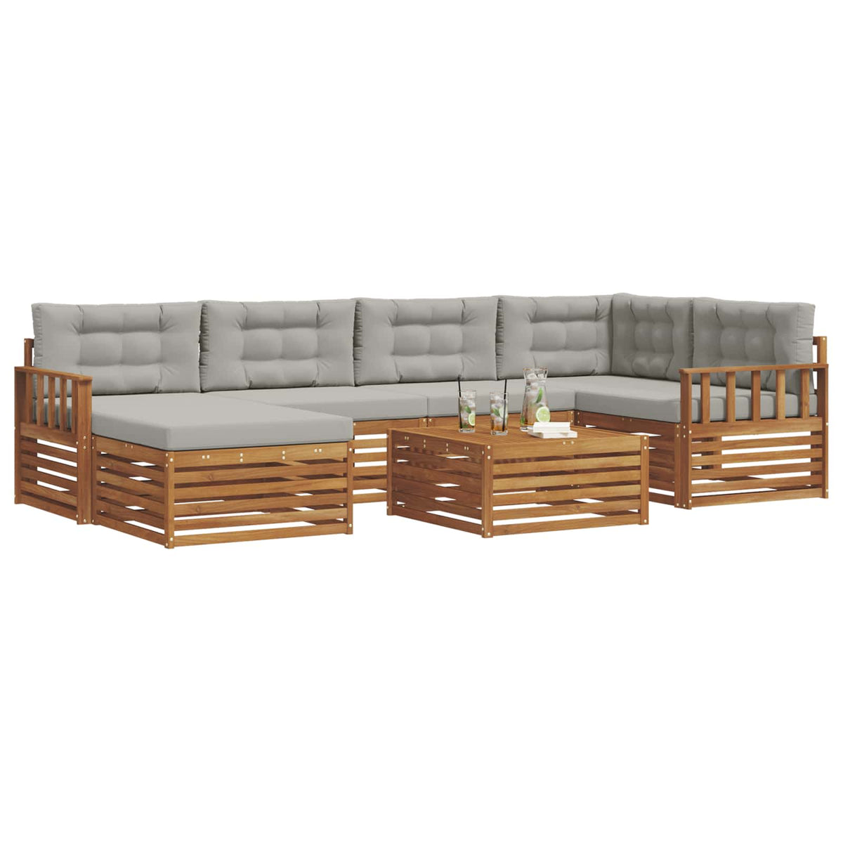 Set vanjskih sofa 7 kom. Prirodna i svijetlo siva