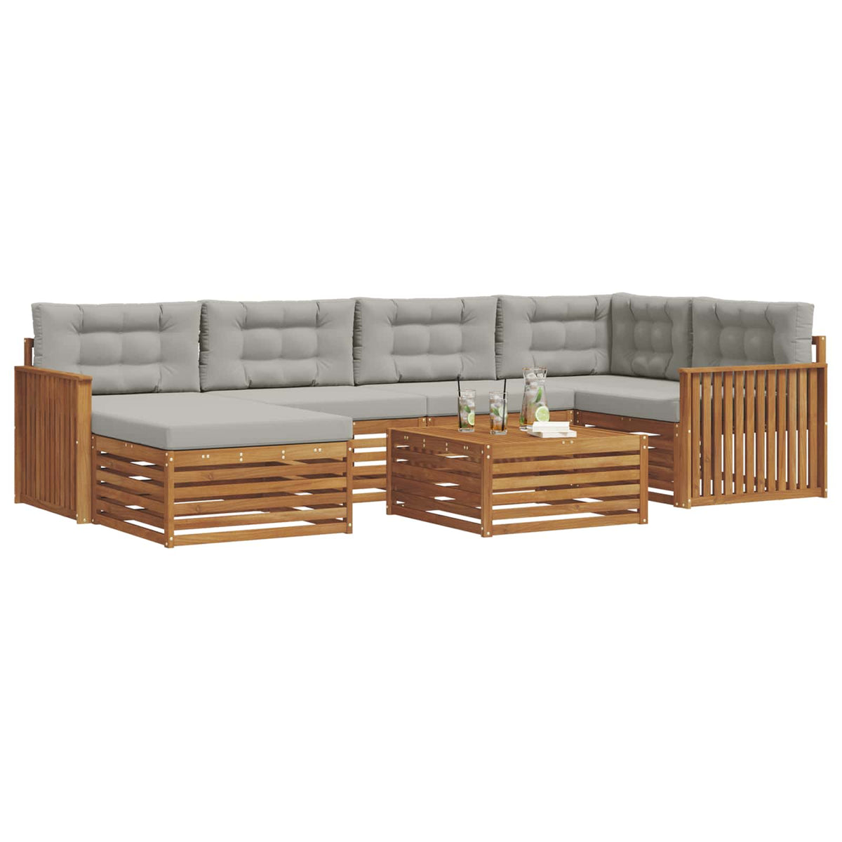 Set vanjskih sofa 7 kom. Prirodna i svijetlo siva