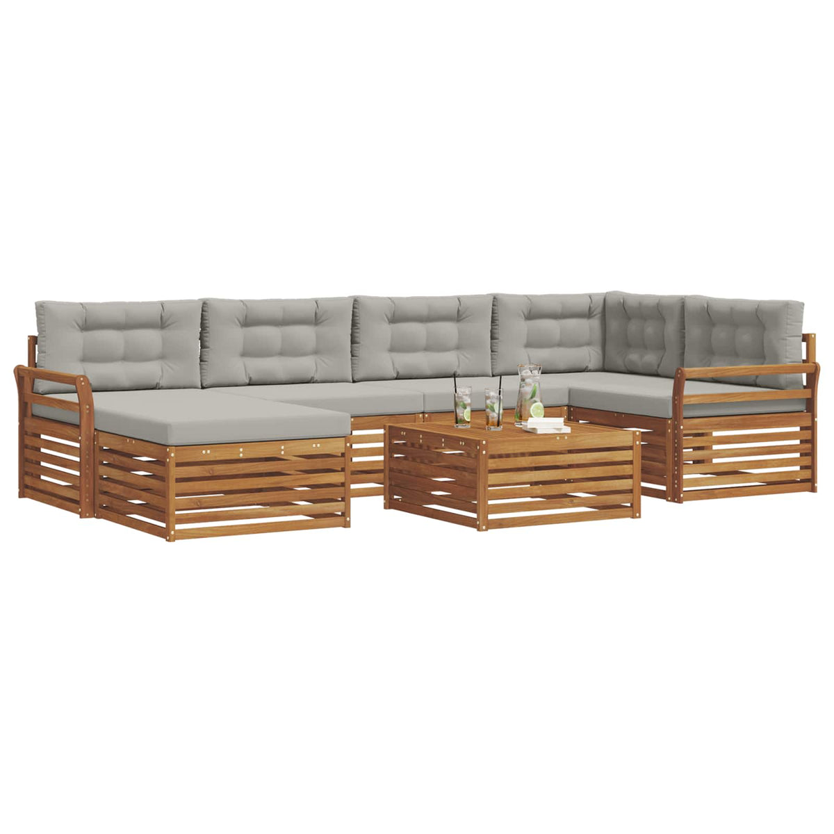 Set vanjskih sofa 7 kom. Prirodna i svijetlo siva