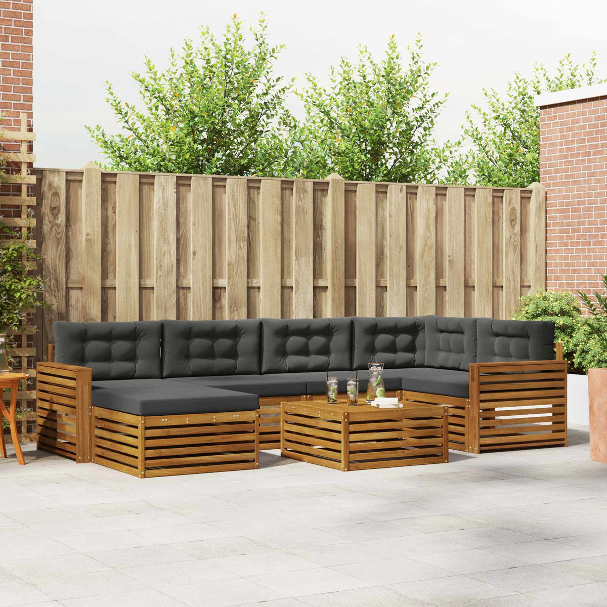 Set vanjskih sofa 7 kom. Prirodna i antracit