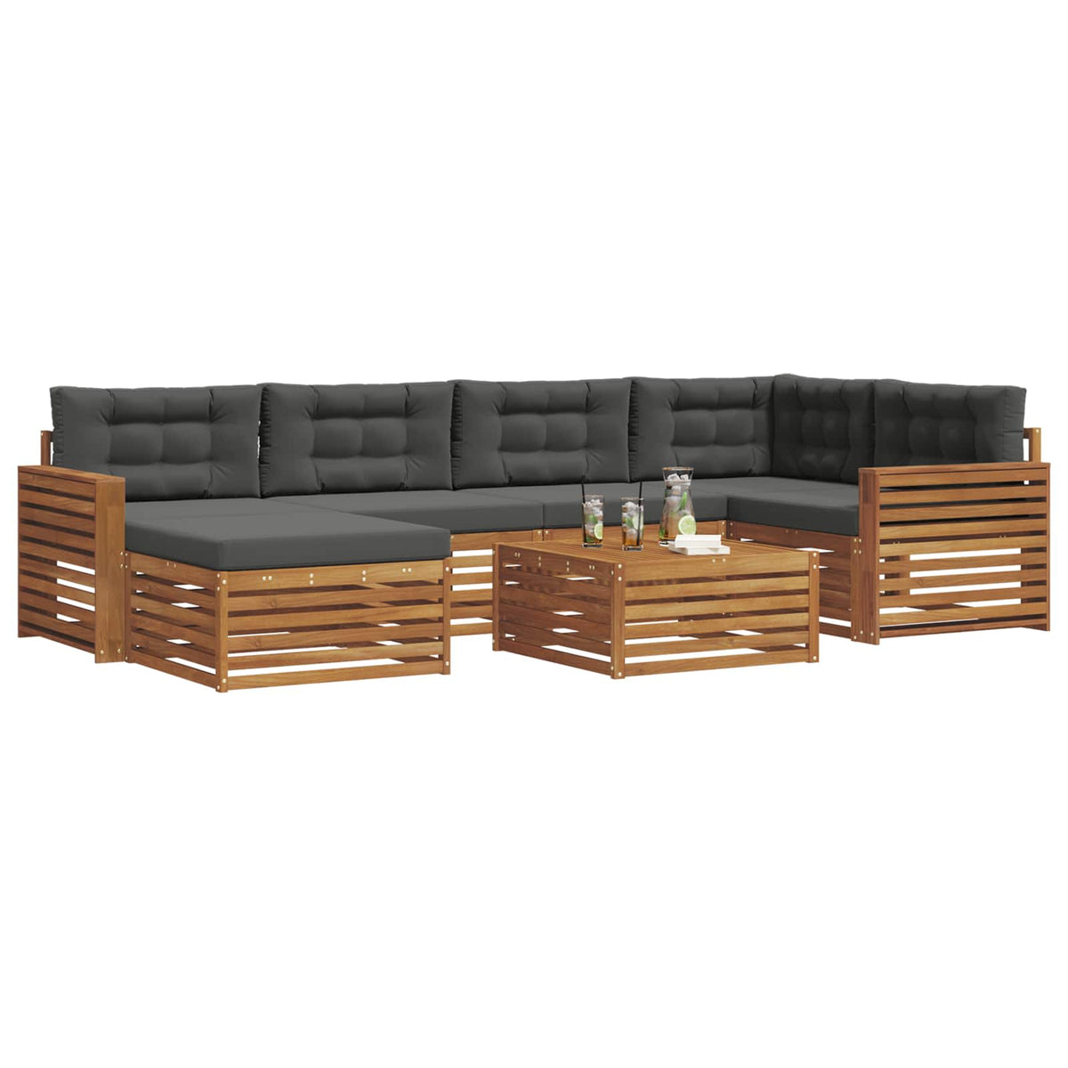 Set vanjskih sofa 7 kom. Prirodna i antracit
