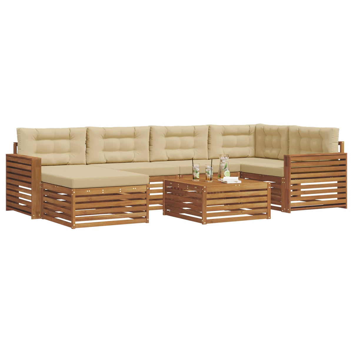 Set vanjskih sofa 7 kom. Prirodna i bež