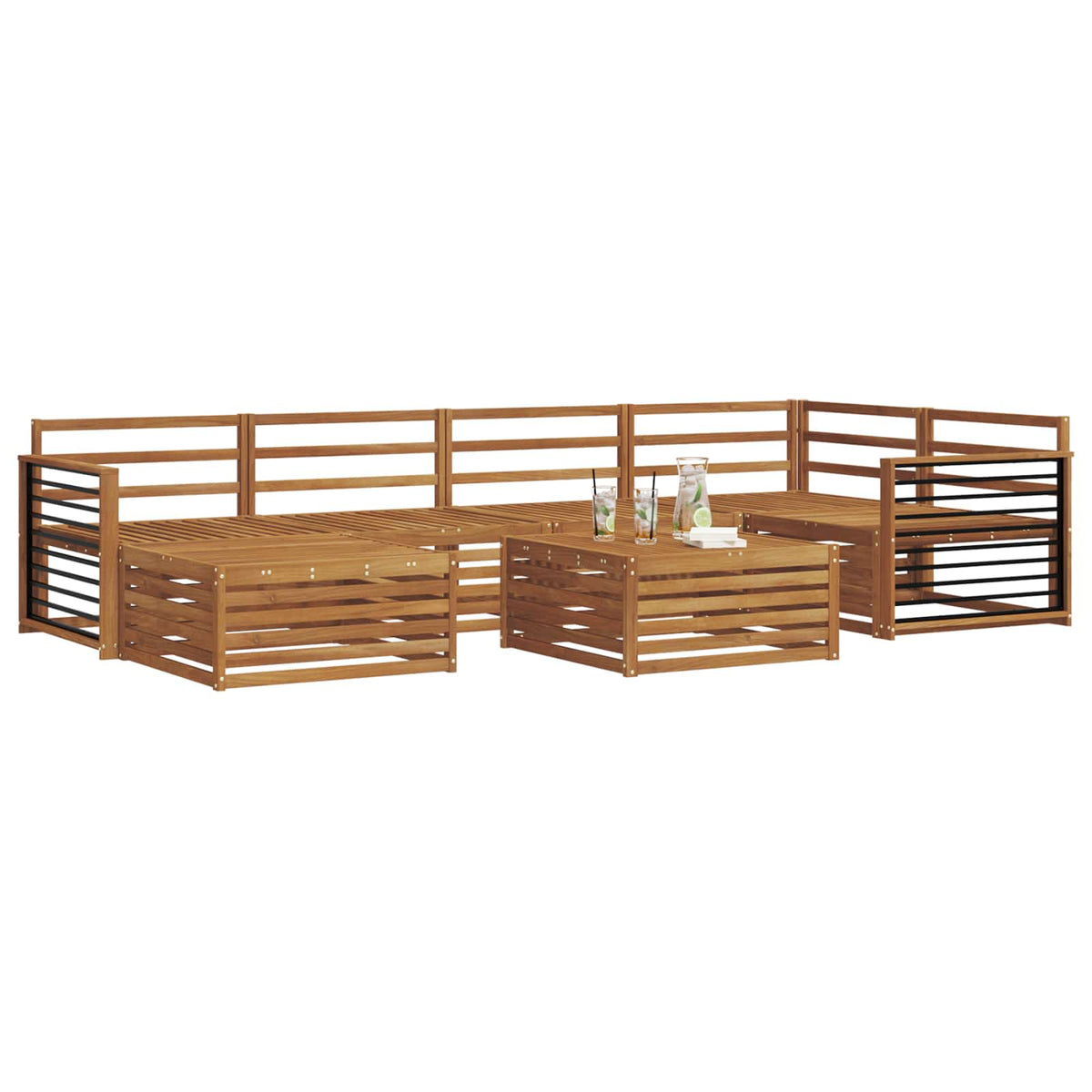 Set vanjskih sofa 7 kom. Prirodna Čvrsto drvo akacije