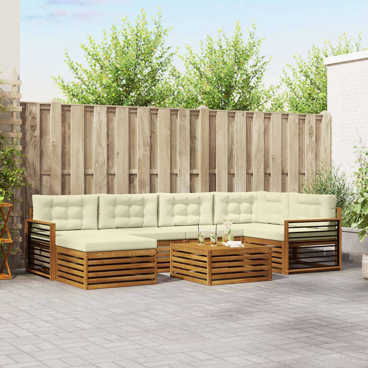 Set vanjskih sofa 7 kom. Prirodna i krem