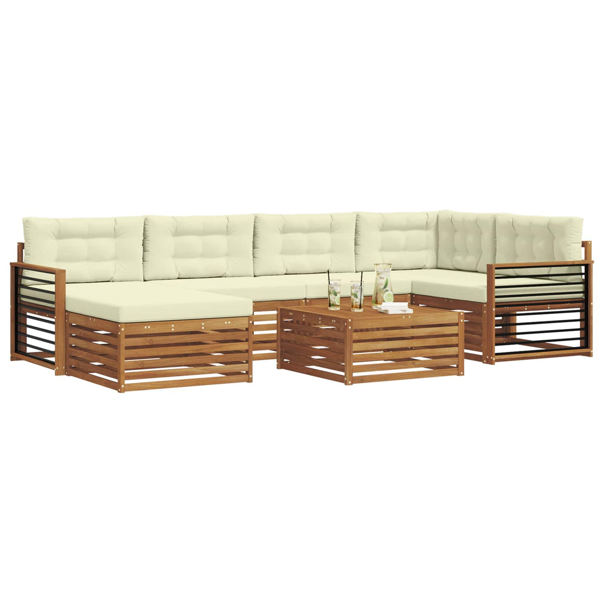 Set vanjskih sofa 7 kom. Prirodna i krem