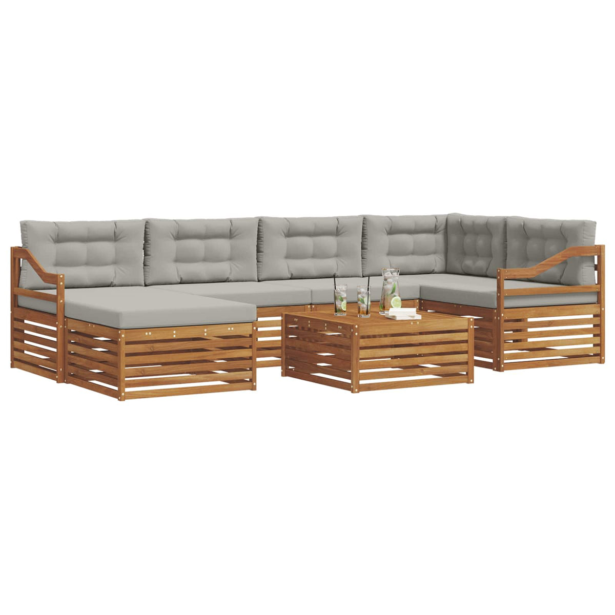 Set vanjskih sofa 7 kom. Prirodna i svijetlo siva