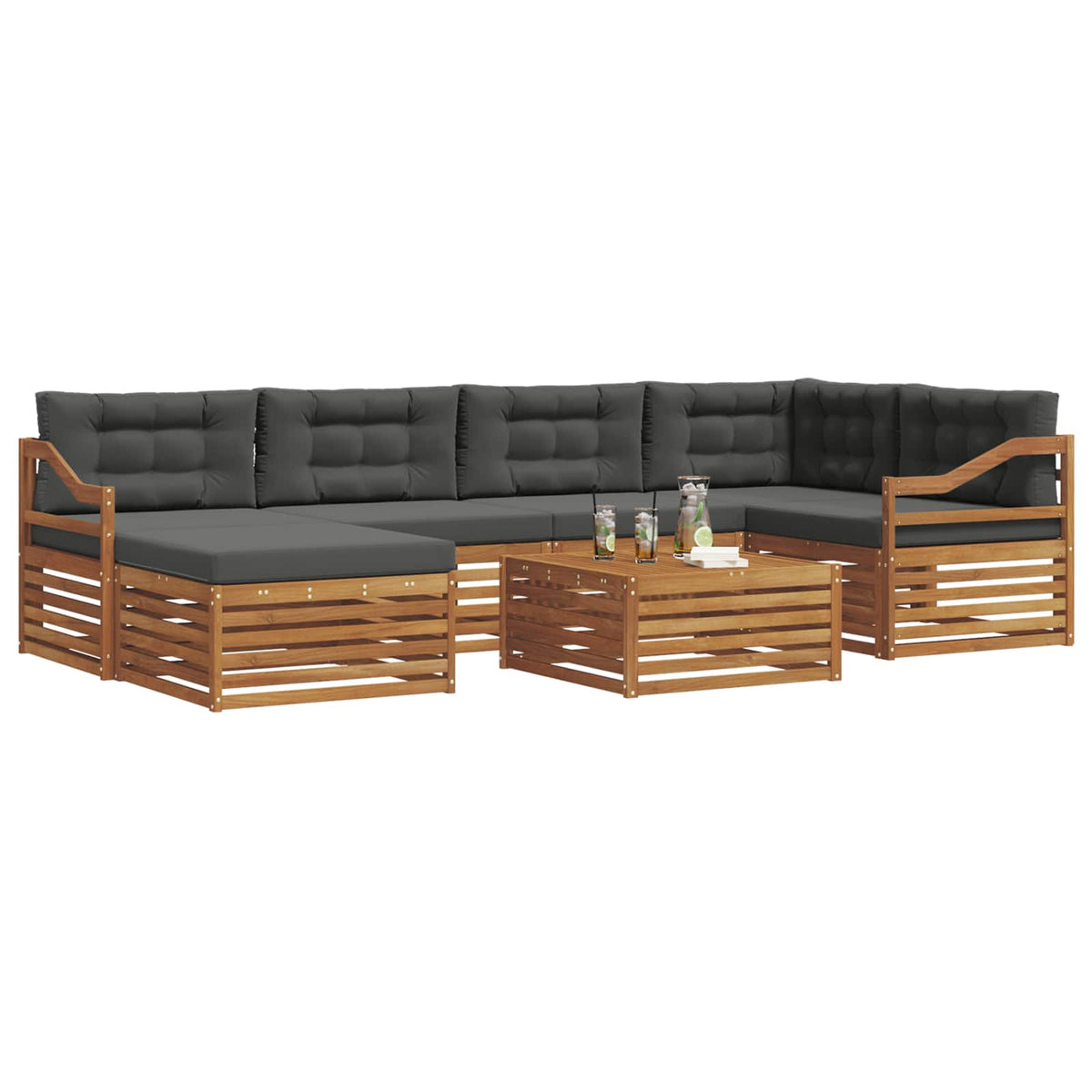 Set vanjskih sofa 7 kom. Prirodna i antracit