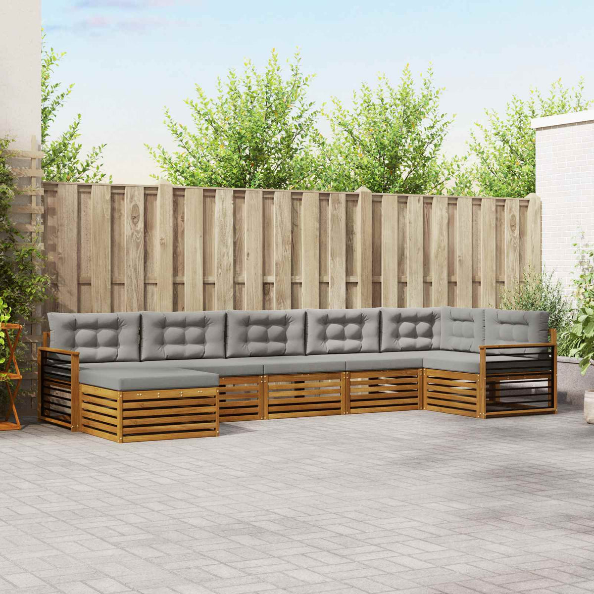 Set vanjskih sofa 7 kom. Prirodna i svijetlo siva