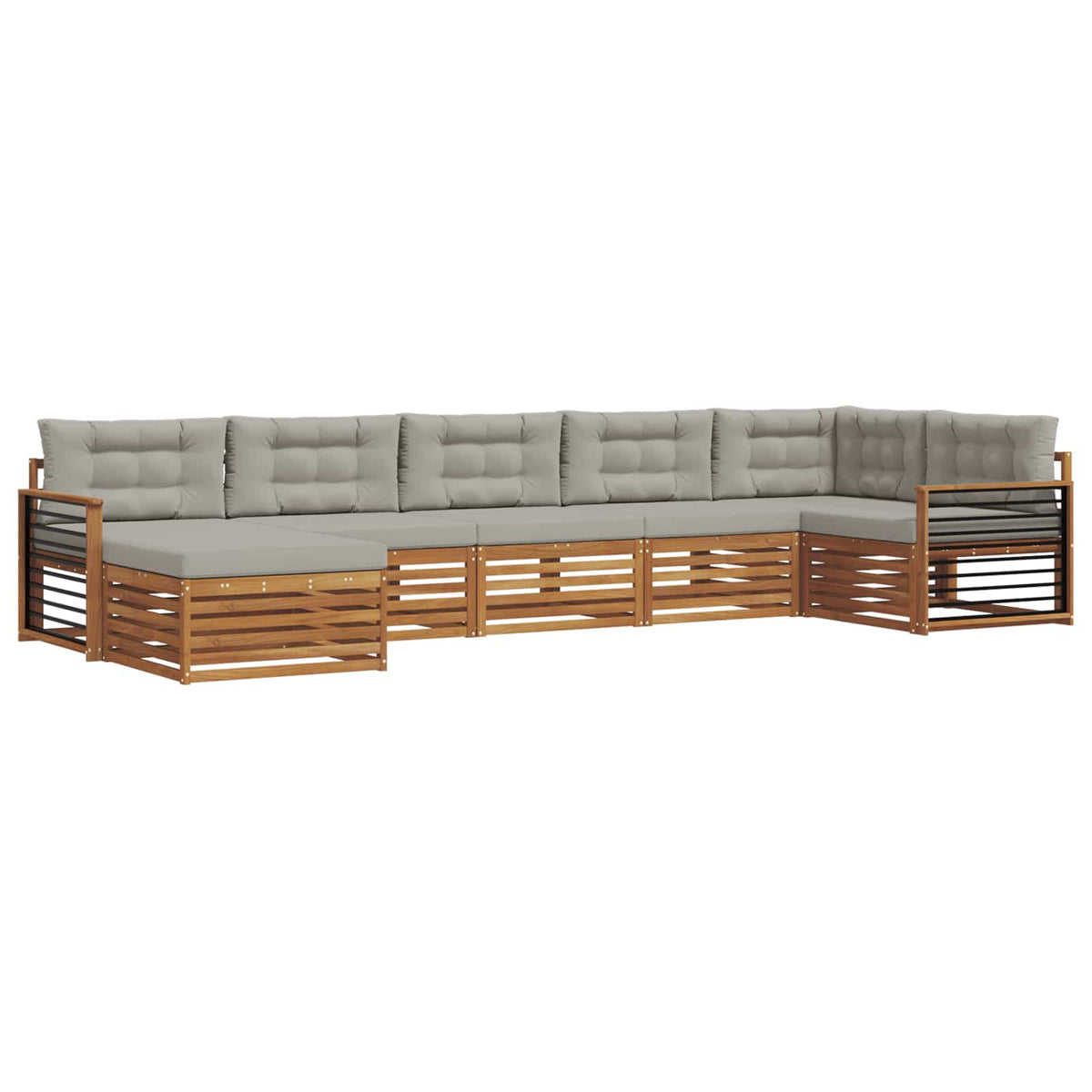 Set vanjskih sofa 7 kom. Prirodna i svijetlo siva