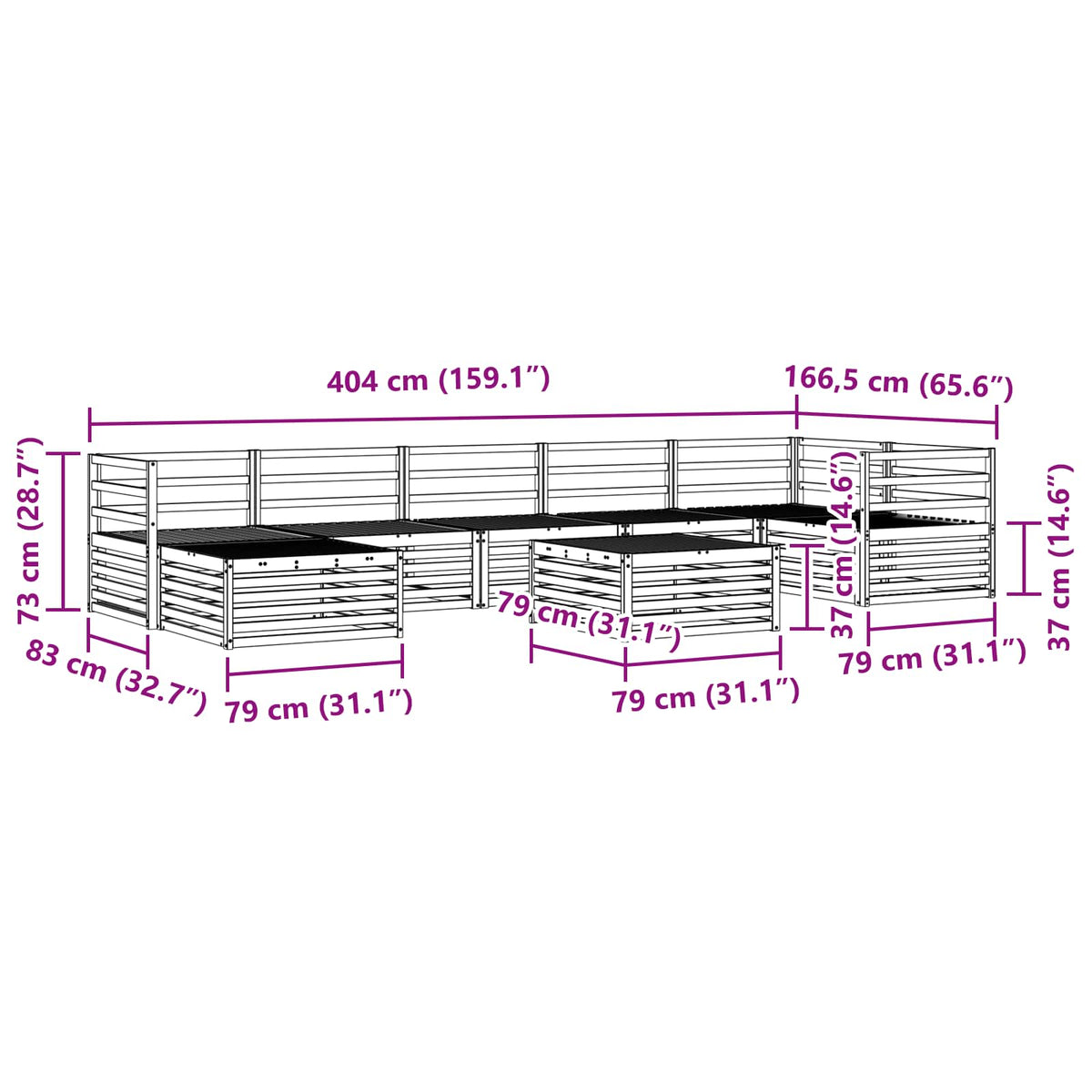 Set vanjskih sofa 8 pcs Prirodna
