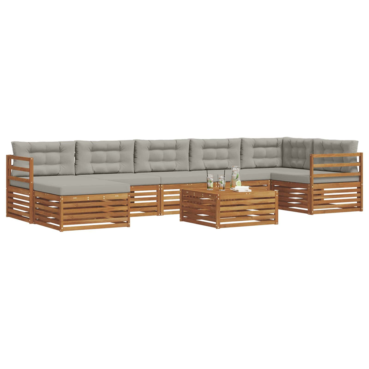 Set vanjskih sofa 8 kom. Prirodna i svijetlo siva