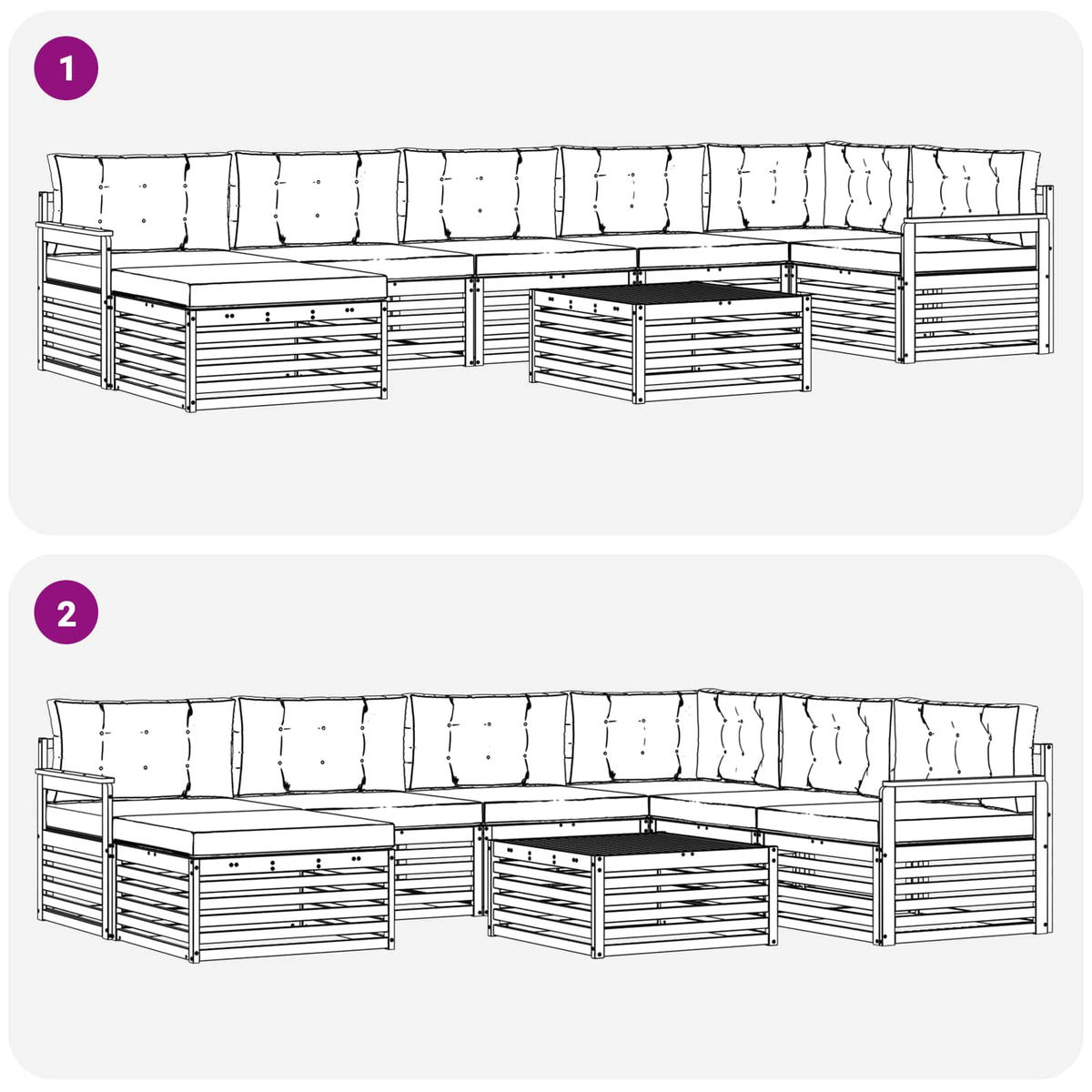 Set vanjskih sofa 8 kom. Prirodna i svijetlo siva