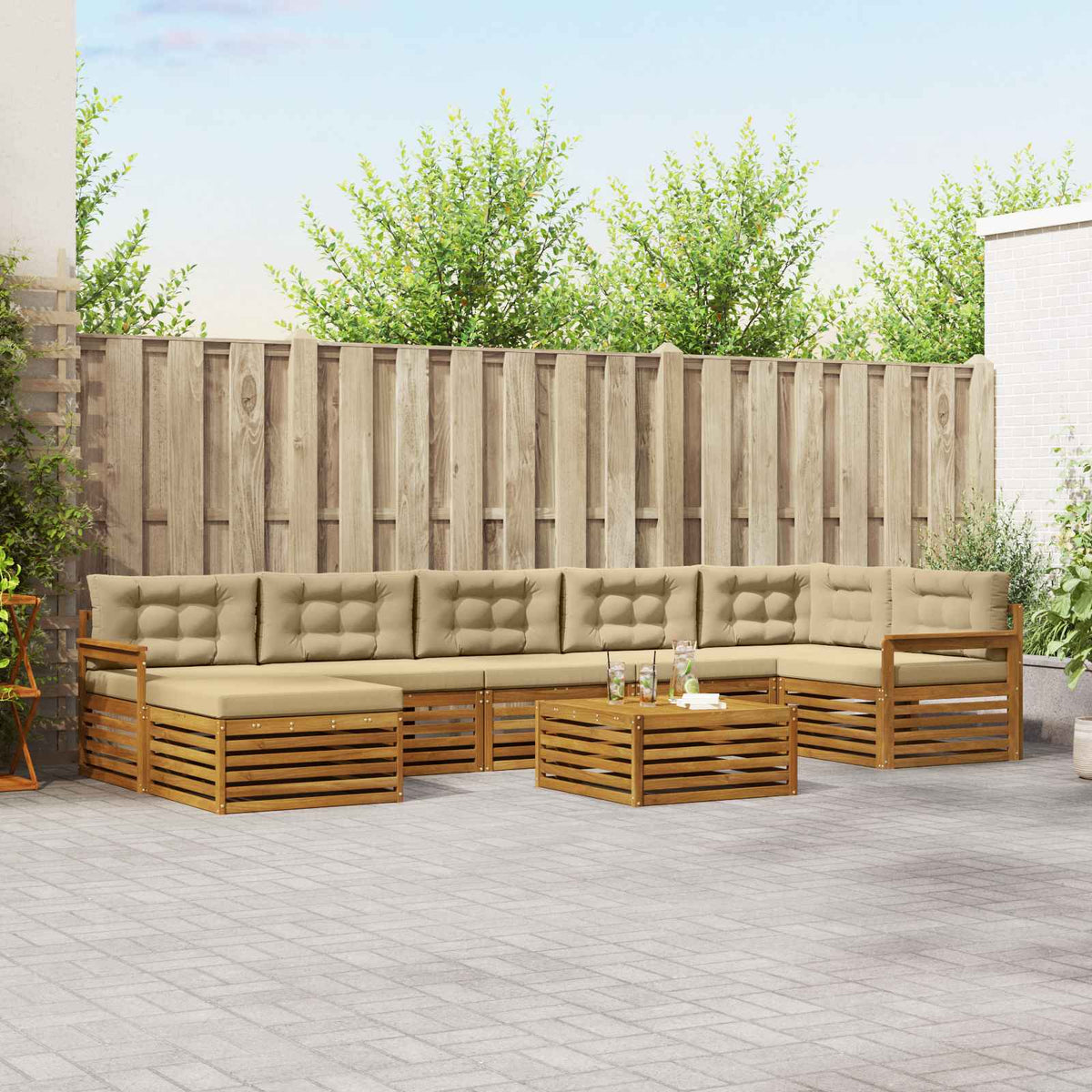Set vanjskih sofa 8 kom. Prirodna i bež