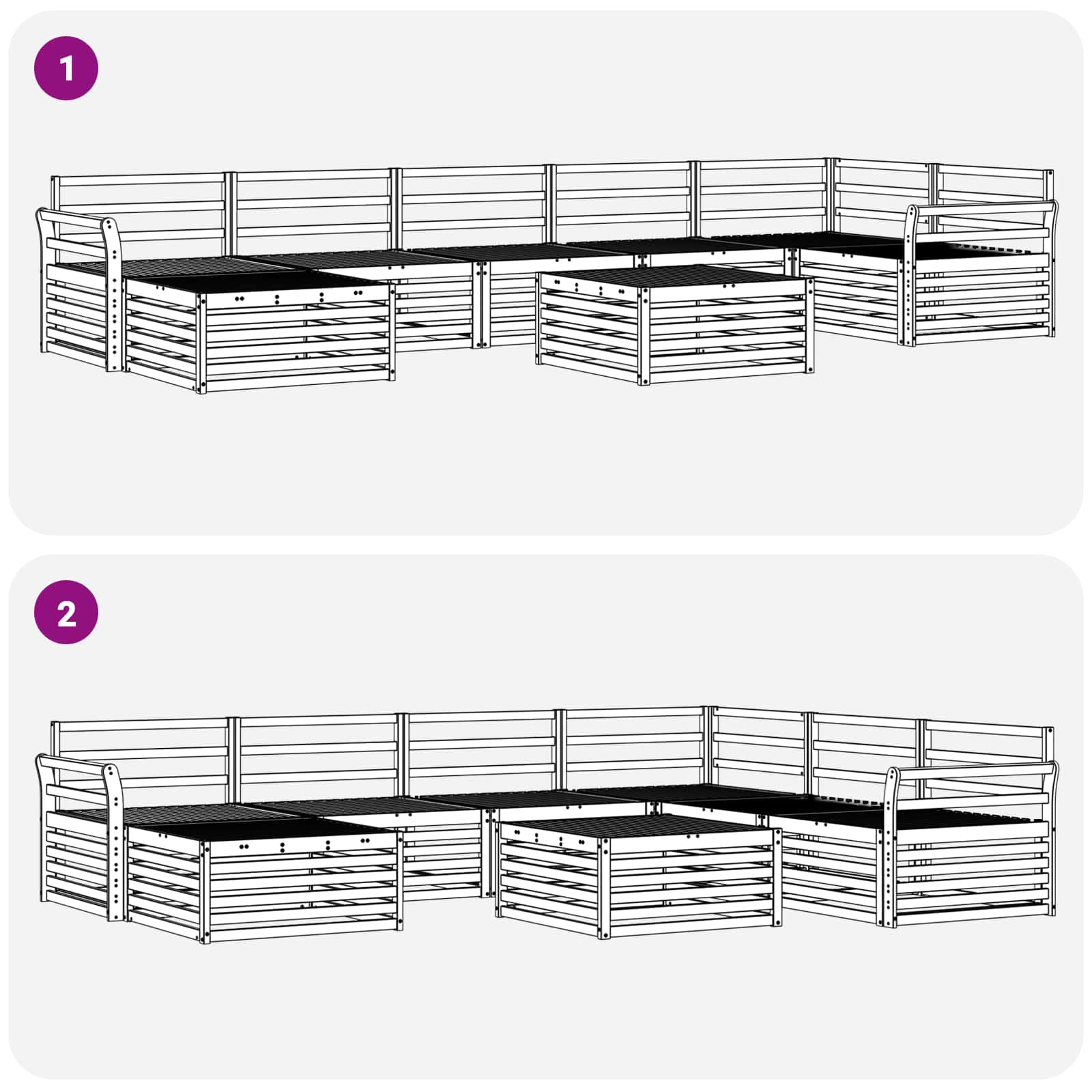 Set vanjskih sofa 8 pcs Prirodna
