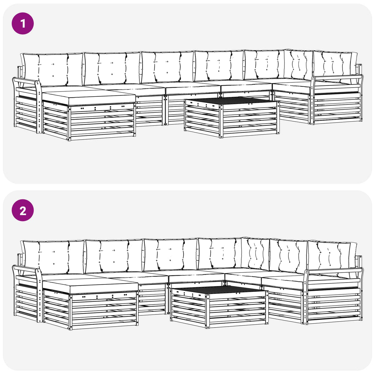 Set vanjskih sofa 8 kom. Prirodna i svijetlo siva