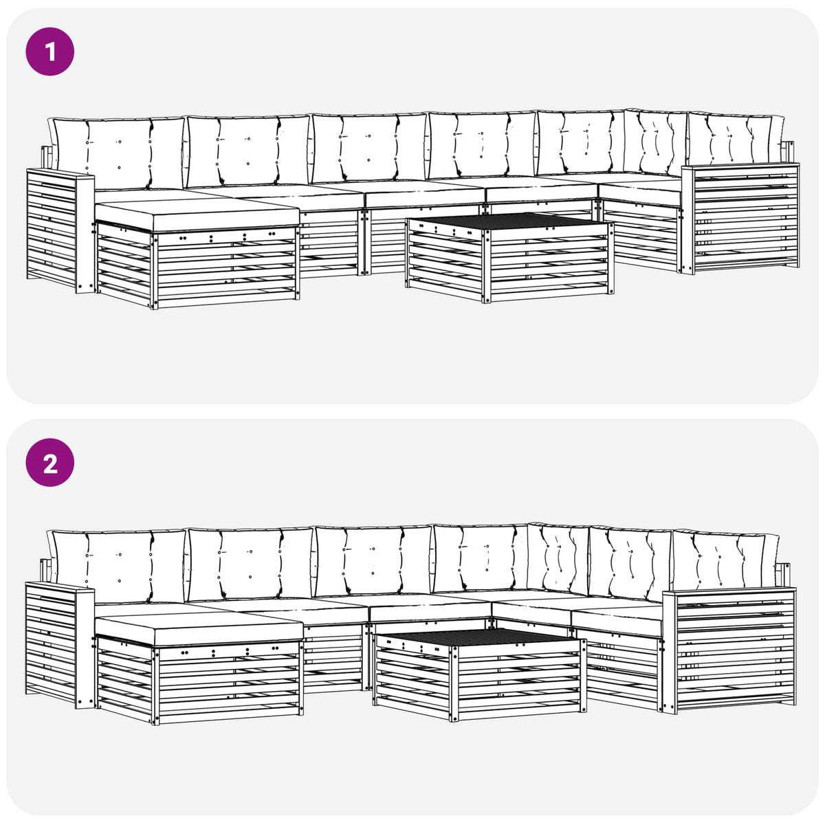 Set vanjskih sofa 8 kom. Prirodna i antracit