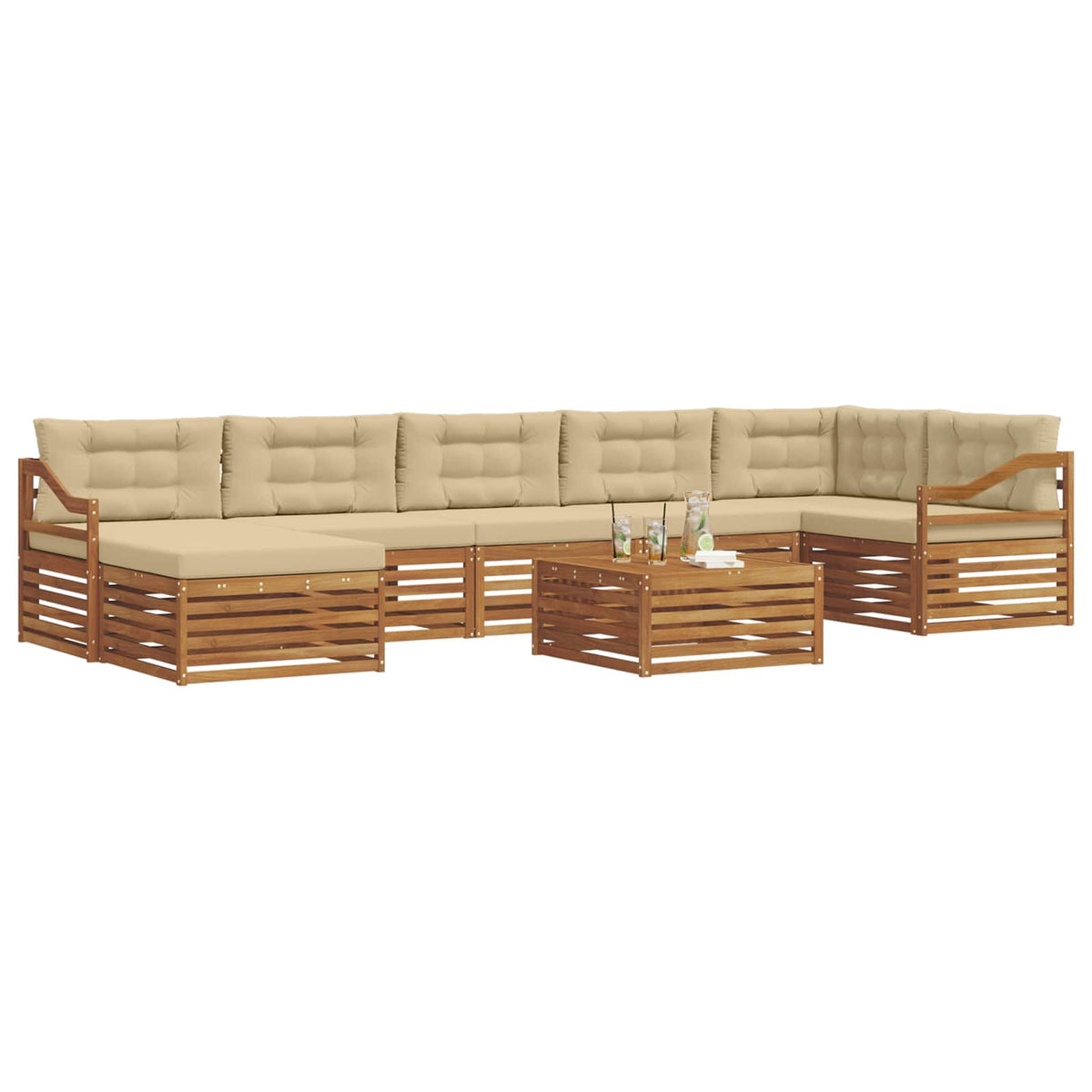 Set vanjskih sofa 8 kom. Prirodna i bež
