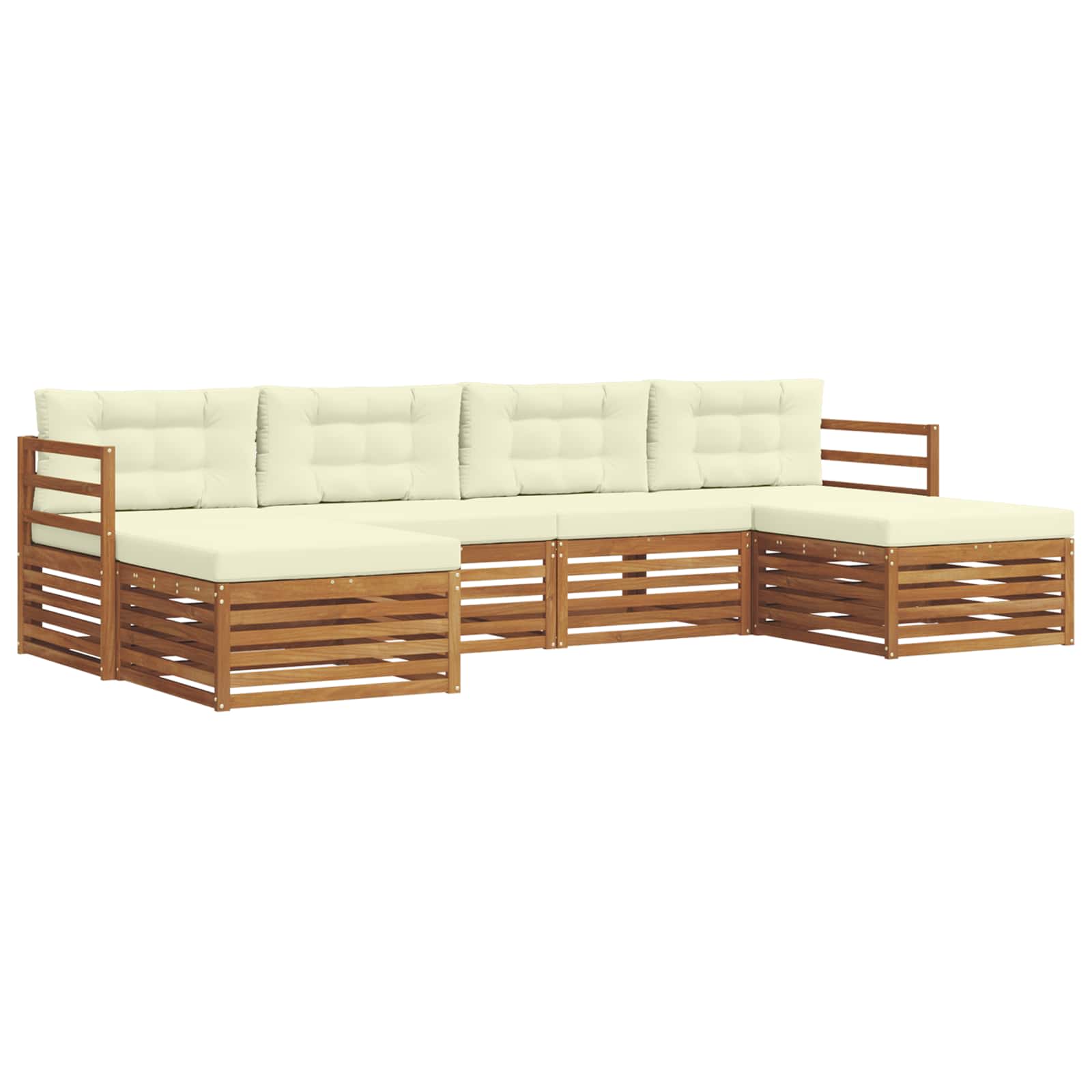 Setovi sofa 6 pcs Prirodna i krem Čvrsto drvo akacije