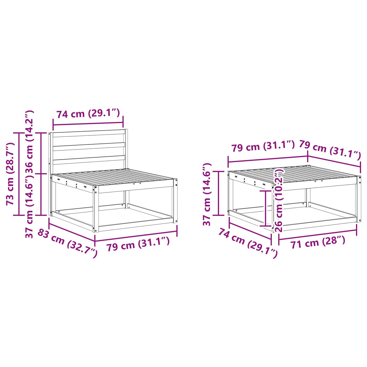 Setovi sofa 6 pcs Prirodna Čvrsto drvo akacije