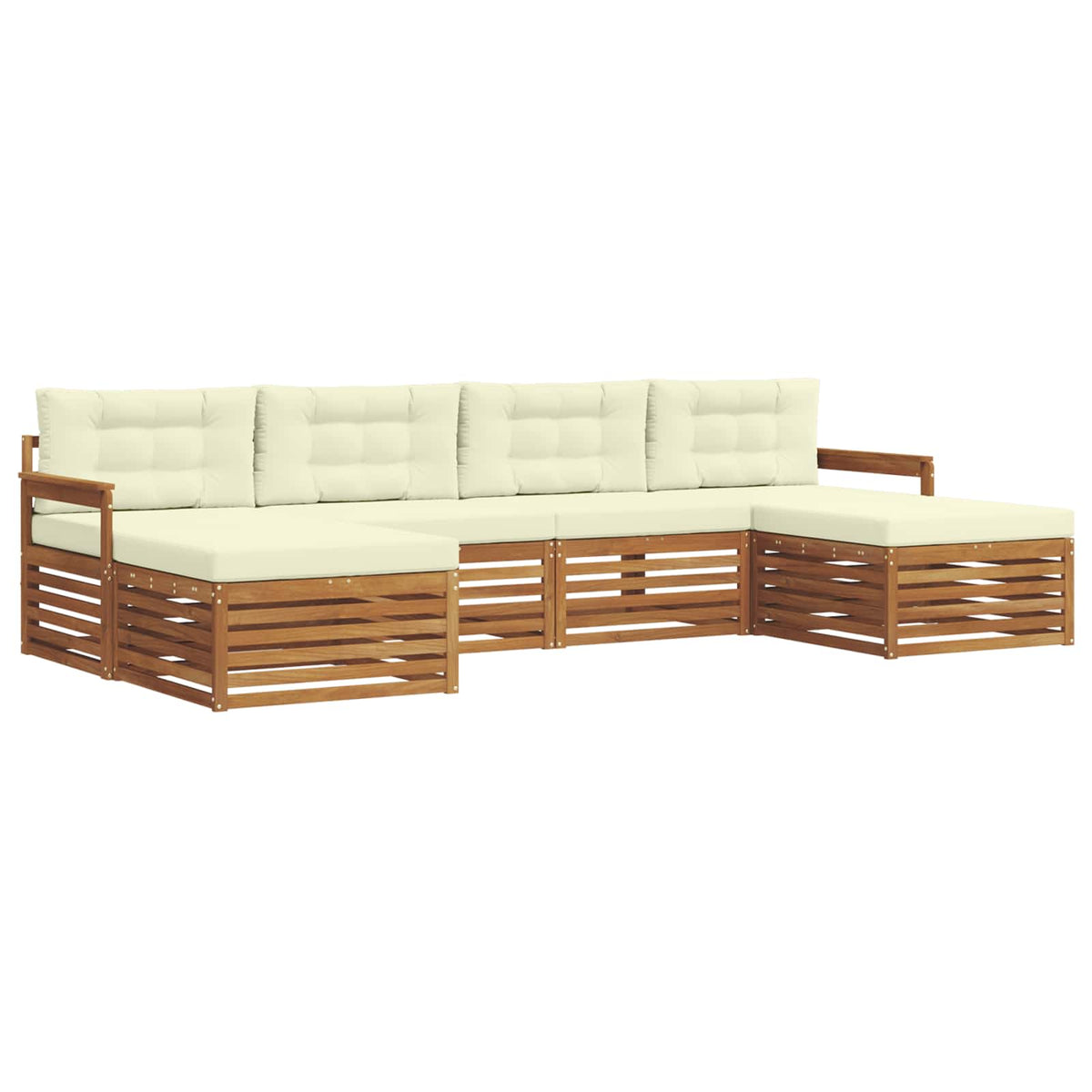 Setovi sofa 6 pcs Prirodna i krem Čvrsto drvo akacije